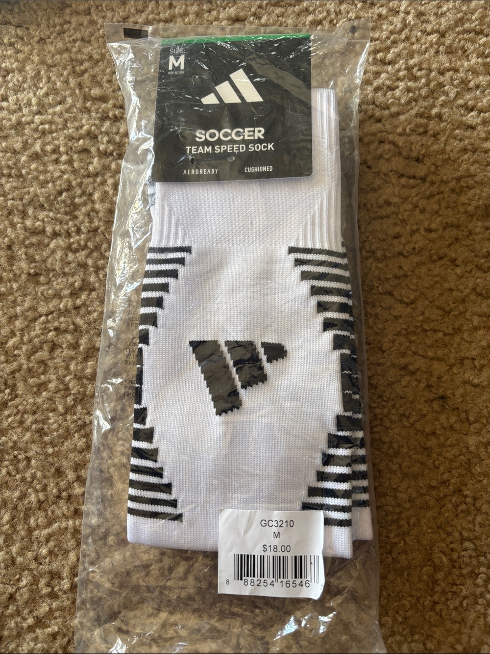 adidas White and Black Soccer Team Speed Socks - Men’s Medium